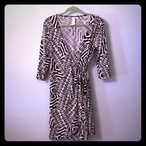 Aztec Stretch Wrap Dress w/ 3/4 Sleeves